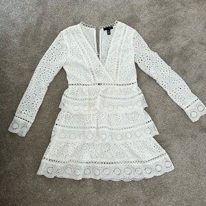 Aqua white eyelet dress